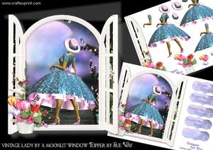 Vintage Lady by a Moonlit Window Topper Mini Kit