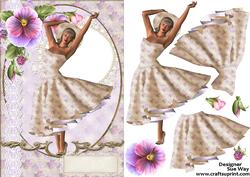 Vintage Floral Lady Card Front and Decoupage
