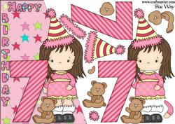 Girls 7th Birthday Card Front and Decoupage