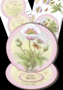 Pink Poppies Round Easel Card Mini Kit