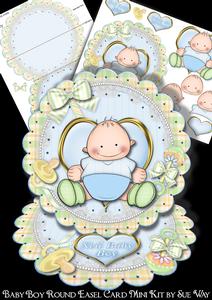 Baby Boy Scalloped Round Easel Card Mini Kit