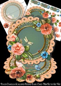 Peach Camellia Scalloped Round Easel Card Mini Kit
