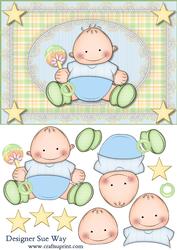 Super Star Baby Boy Card Front and Decoupage
