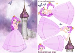 Pretty Princess and Her Castle Card Front and Decoupage