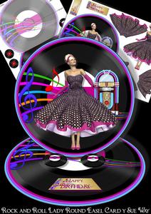 Rock and Roll Lady Round Easel Card Mini Kit