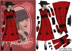 Edwardian Lady in Red and Black Fashion Reflection