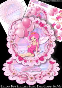 Balloon Fairy Scalloped Round Easel Card