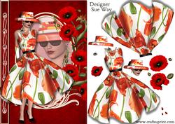 Red Poppy Lady Fashion Reflection