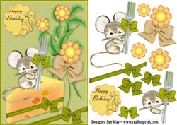 Birthday Mouse Card Front and Decoupage