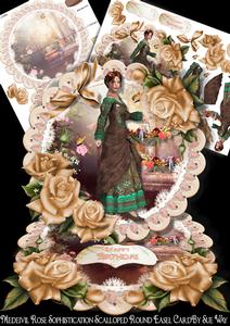 Medieval Rose Sophisticationscalloped Round Easel Card