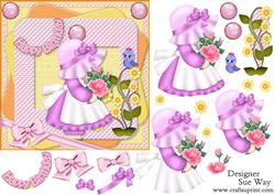 Pretty Little Garden Lady Topper Square Card