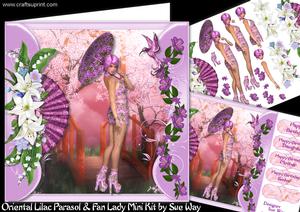 Oriental Lilac Parasol and Fan Lady Mini Kit
