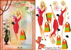 Fashionista! and Her Pup Card Front and Decoupage