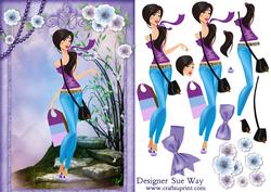 Fashionista! in Purple Card Front and Decoupage