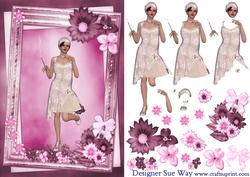 Pink Picture Perfect 1920's Flapper Card Front and Decoupage