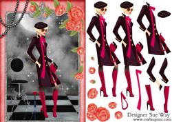 Fashionista! in Black and Red Card Front and Decoupage