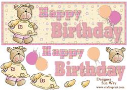 Happy Birthday Girl Bear Word Dl Topper