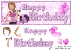 Workout Lady Happy Birthday Word Dl Topper