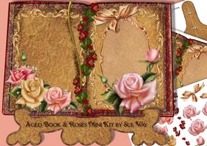 Aged Book and Roses Mini Kit