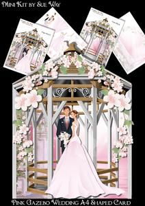 Pink Gazebo Wedding A4 Shaped Card