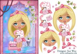 Young Fashionista in the Pink! Goes Shopping Decoupage