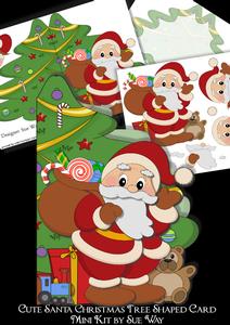 Cute Santa Christmas Tree Shaped Card Mini Kit