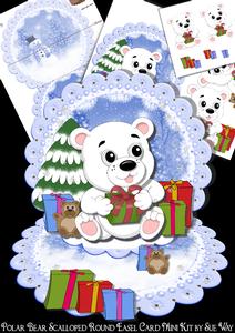 Polar Bear Scalloped Round Easel Card Mini Kit