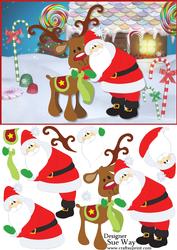 Santa and Rudolf in the Snow Card Front and Decoupage