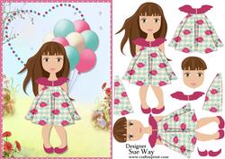 Sweet Little Brithday Girl Card Front and Decoupage