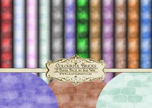 Colourful Bricks 12 Backing Paper Pack