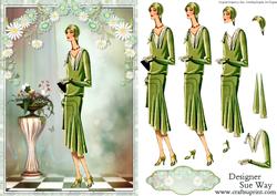 1920's Floral Fashion Show Card Front and Decoupage