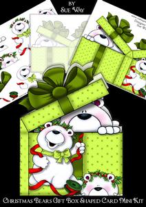 Christmas Bears Gift Box Shaped Card