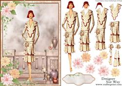1920's Dotty Fashion Show Card Front and Decoupage