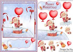 Santa Coming Down the Chimney Card Front and Decoupage