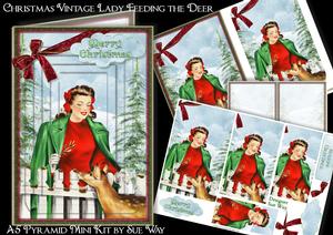Christmas Vintage Lady Feeding the Deer A5 Pyramid Mini Kit