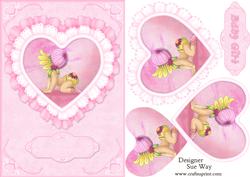 New Baby Girl Pretty Pink Heart Shaped Pyramid