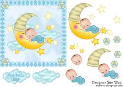 Baby Boy on the Moon 6" Square Card