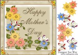 Happy Mothers Day Flowers 8" Square Card