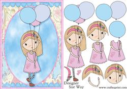 I'll Bring the Balloons! Party Girl Card Front and Decoupage