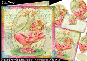 Sweet Baby Girl Sleeping on a Toadstool Mini Kit