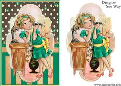 Sweet 1920's Telephone Lady Quick Card