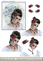 Bride Decoupage Topper~pretty Brunette