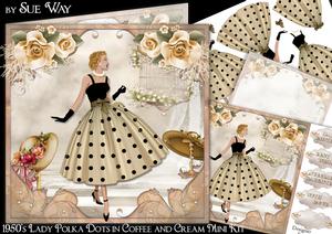 1950's Lady Polka Dots in Coffee and Cream Mini Kit