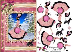 Retro Lady Walking the Dog Christmas Book Cover Style