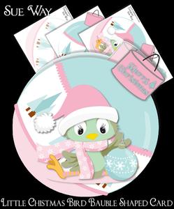 Little Chistmas Bird Bauble Shaped Card (pastels)