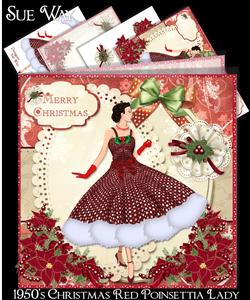1950's Christmas Red Poinsettia Lady Mini Kit