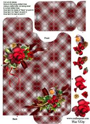 Tartan Christmas Robin Cutlery Wrap