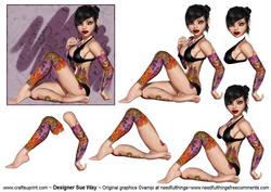 Tattoo Girl Topper and Decoupage