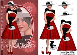 Sweet Elegant Lady in Red Fashion Reflections Decoupage