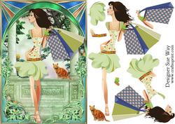 Archway Girls! Shopping in Green Card Front and Decoupage